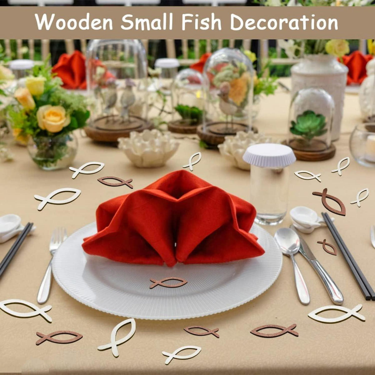Cake Topper Kommunion Holz Taufe Tischdeko Fische Konfirmation