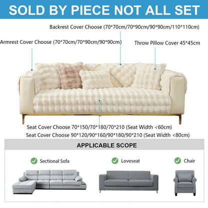 Weicher Sofaüberzug Kunstpelz Rutschfest Beige 90x180cm