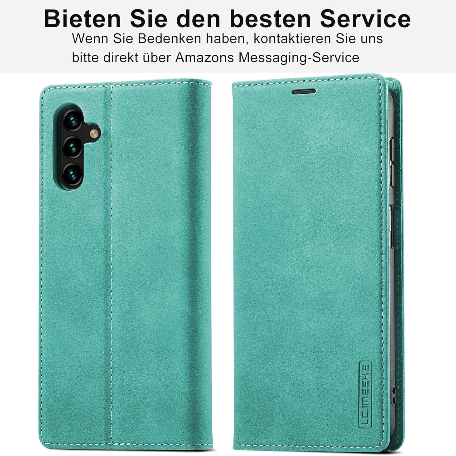 Samsung Galaxy A34 5G Hülle Leder Wallet Case Magnetisch Grün