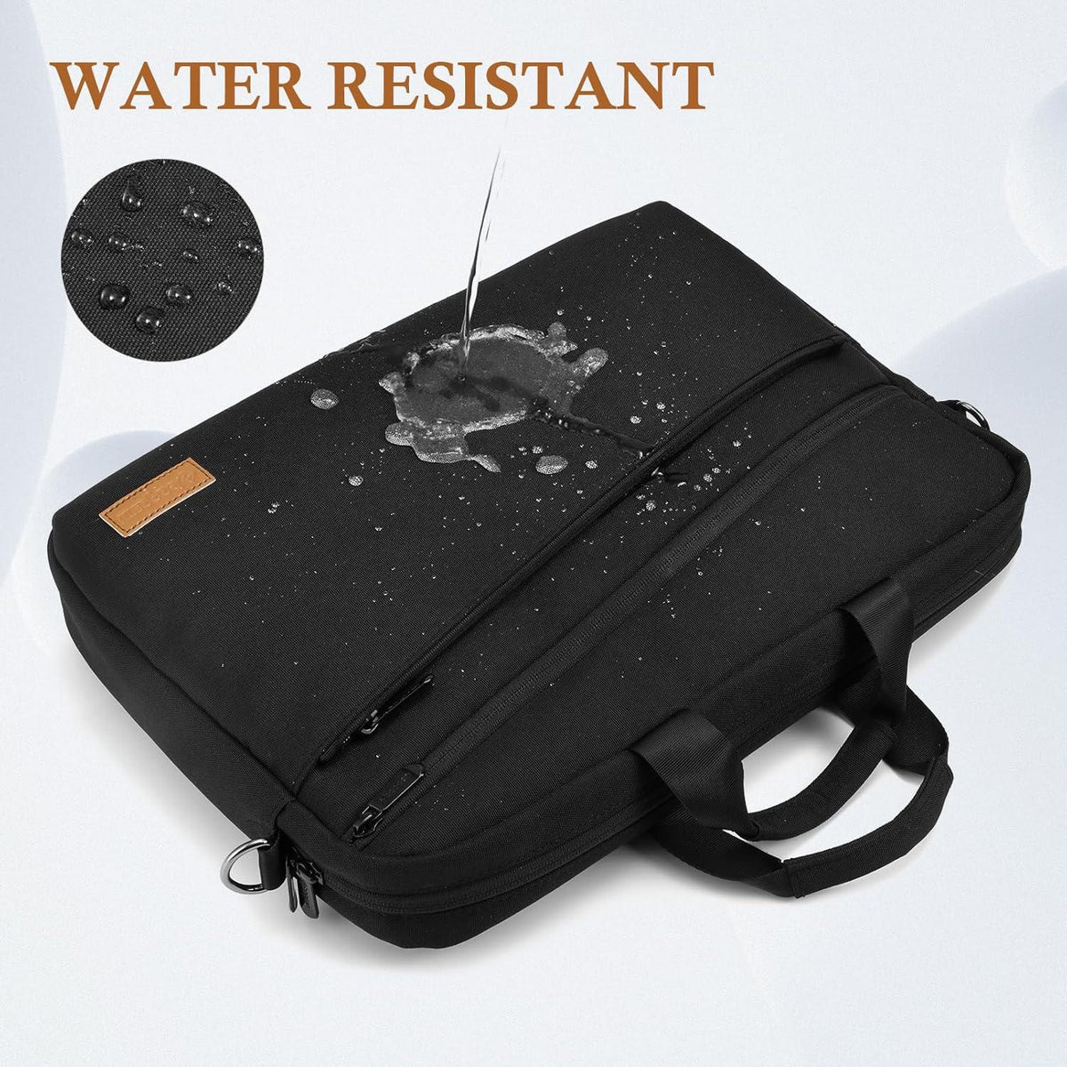 15-16 Zoll Laptoptasche Schwarz Wasserdicht YKK Reißverschluss Langlebig Schultertasche Umhängetasche