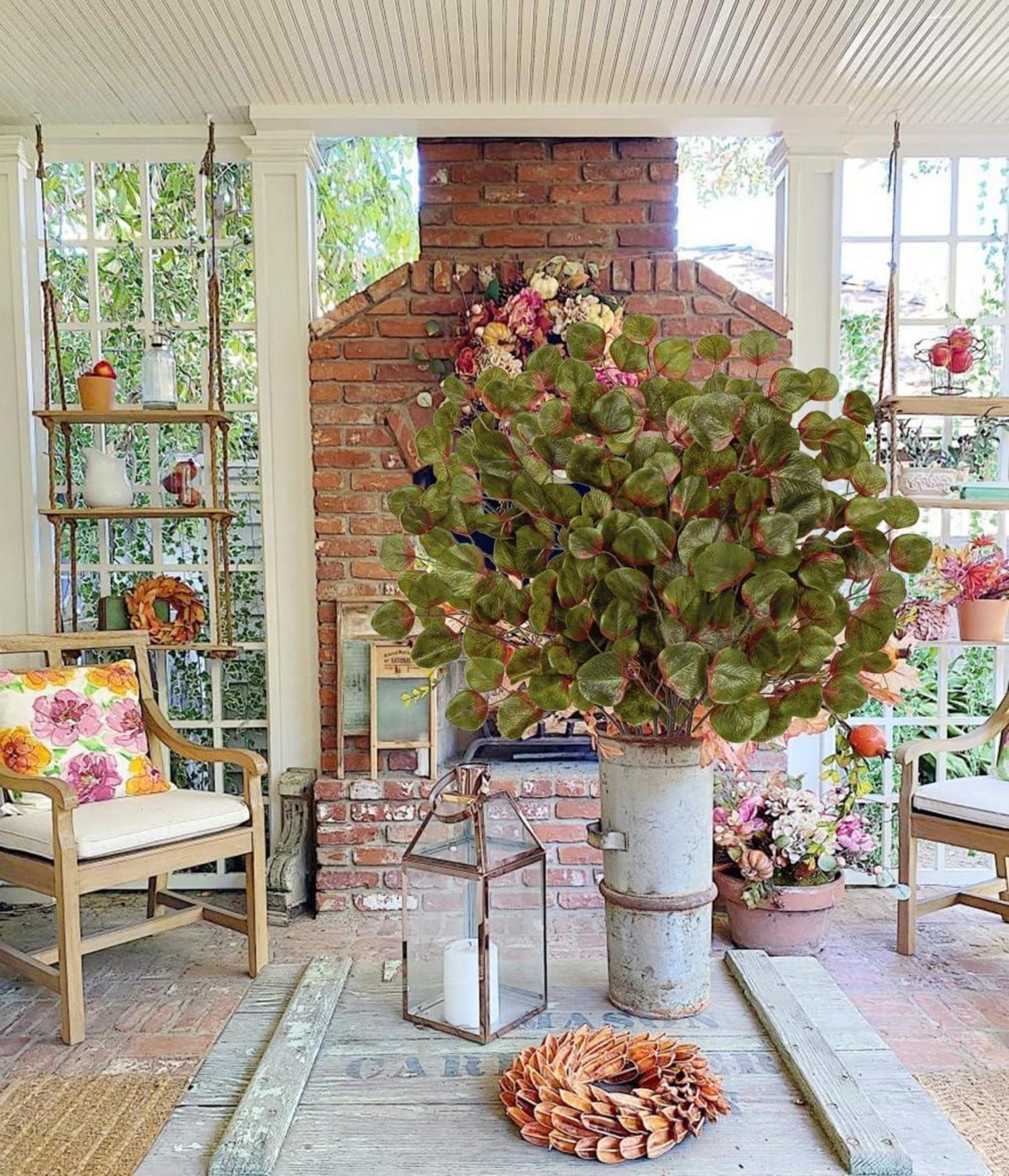 Kunstzweig Eukalyptus künstliche Herbstdeko 6er Set Grün 73cm