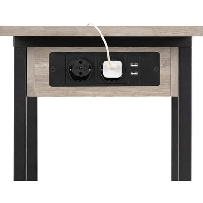 Beistelltisch mit Ladestation und Rädern, C-Form