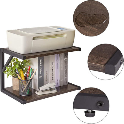 2-stöckiger Desktop-Druckerständer Dunkelgrau Organizer Bücherregal