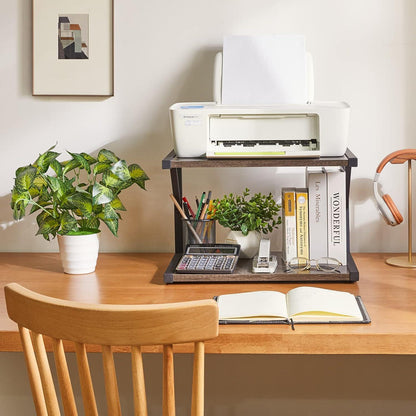 IBUYKE 2-stöckiger Desktop-Druckerständer Dunkelgrau Organizer Bücherregal inkl. Montageanleitung