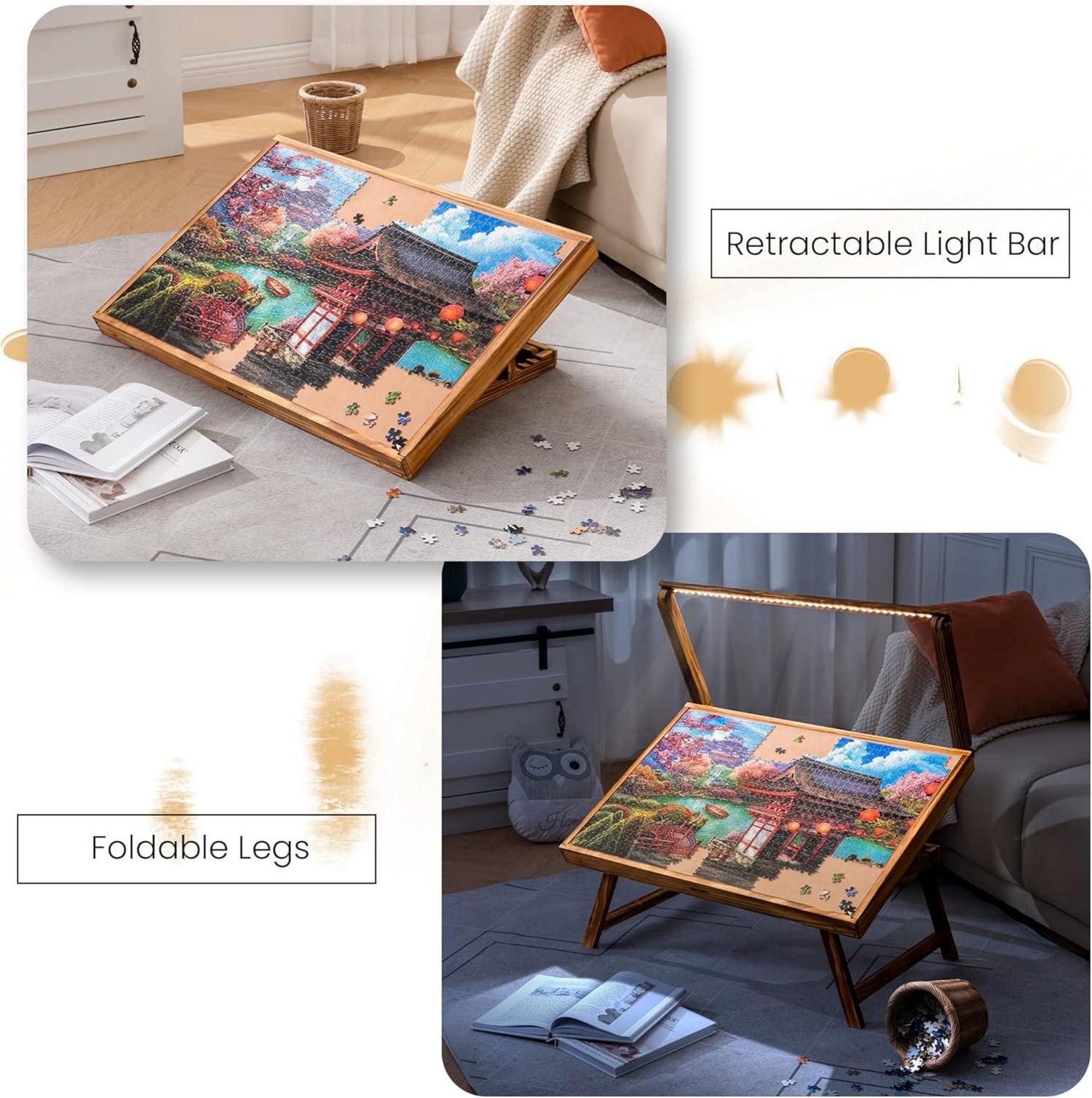 Puzzletisch mit LED-Licht und verstellbaren Winkeln für 1000 Puzzleteile