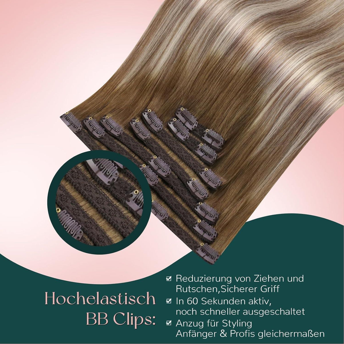 Clip-in Echthaar Extensions Blond Ombre Dunkelbraun