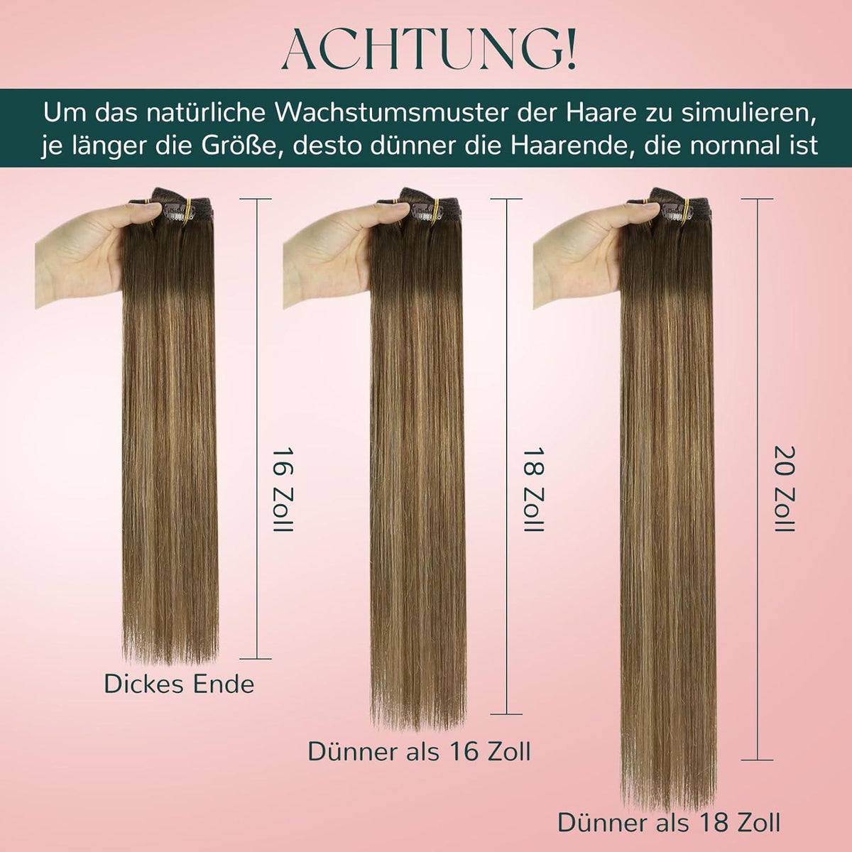 Echthaar Clip-In Haarverlängerung Braun Blond Balayage Ombre