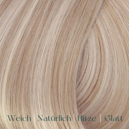 Clip-in Haarverlängerung Echthaar Aschblond Mix Gelb Blond 40cm