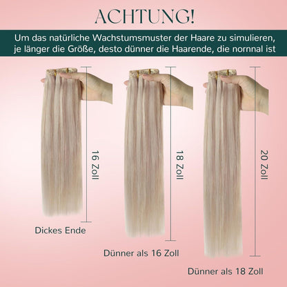 Blond Clip-in Echthaar Extensions – Aschblond, 50cm
