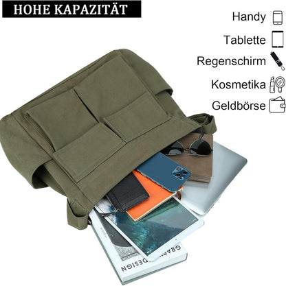 Leinenstoff Vintage Canvas Messenger Bag Große Kapazität Umhängetasche