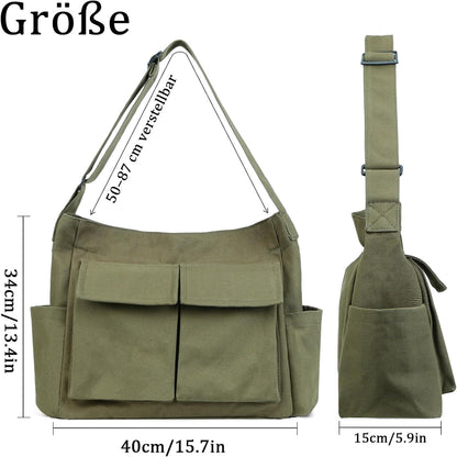 Große Kapazität Kuriertasche Vintage Canvas Messenger Bag
