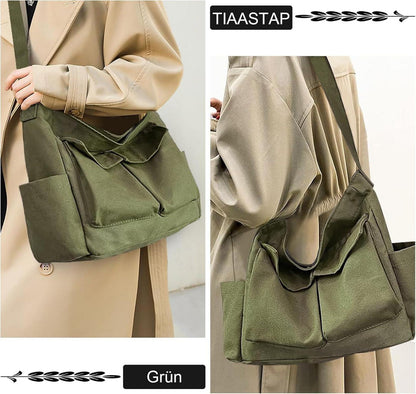 TIAASTAP Vintage Canvas Messenger Bag Leinenstoff Hobo Crossbody Bag