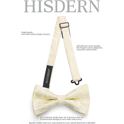 Herren Fliege mit Einstecktuch, Champagner, Verstellbar