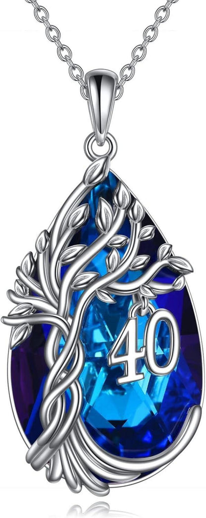 Sterling Silber Teardrop Baum des Lebens Halskette Anniversary