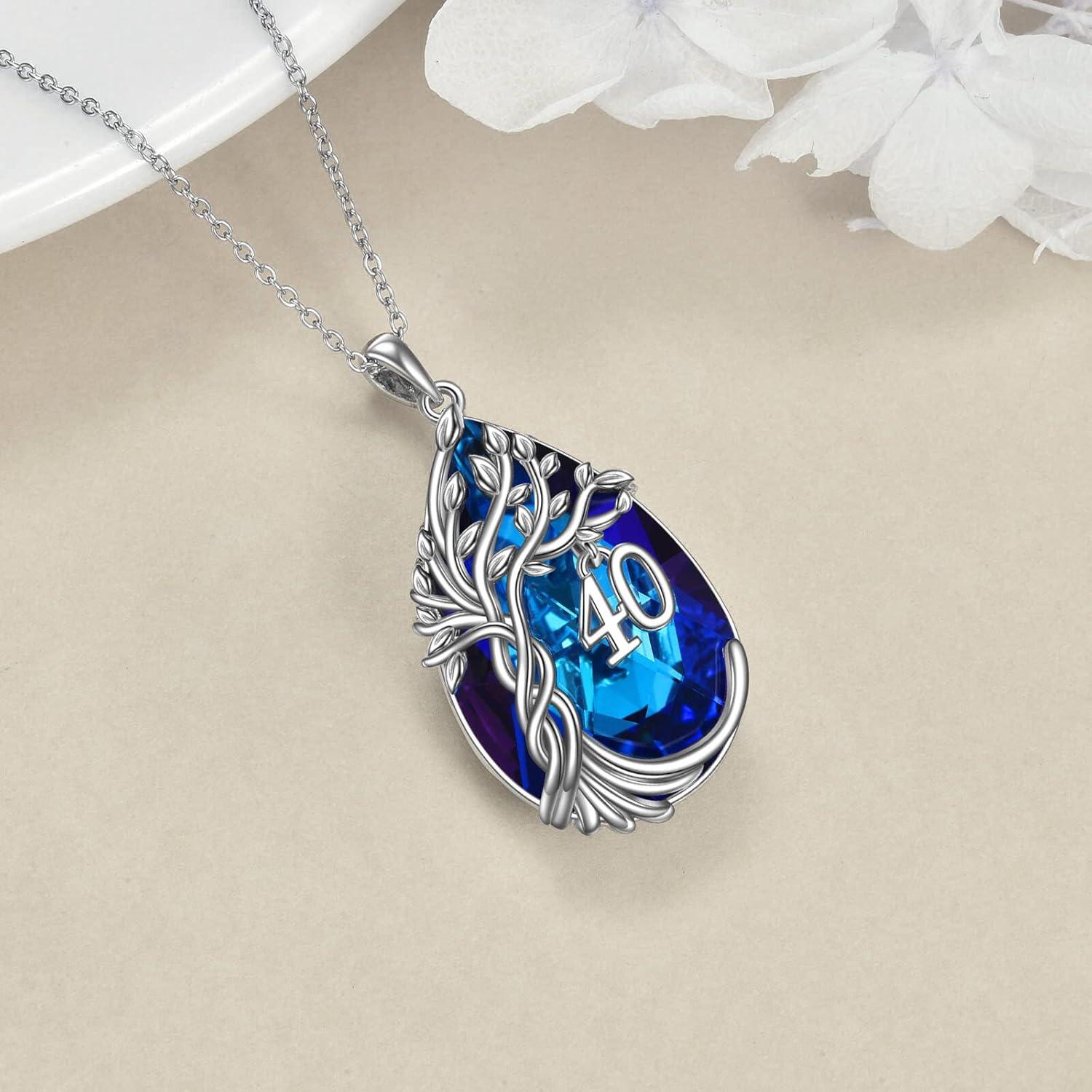 Sterling Silber Teardrop Baum des Lebens Halskette Anniversary