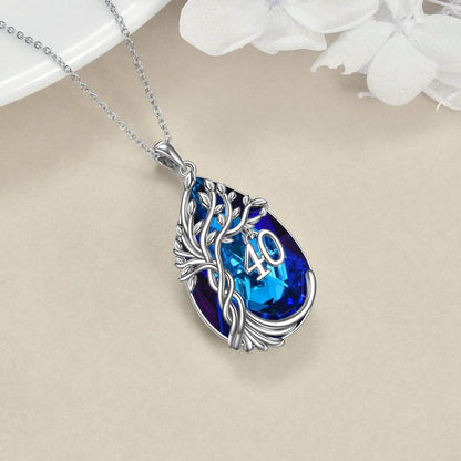 Sterling Silber Teardrop Baum des Lebens Halskette Anniversary