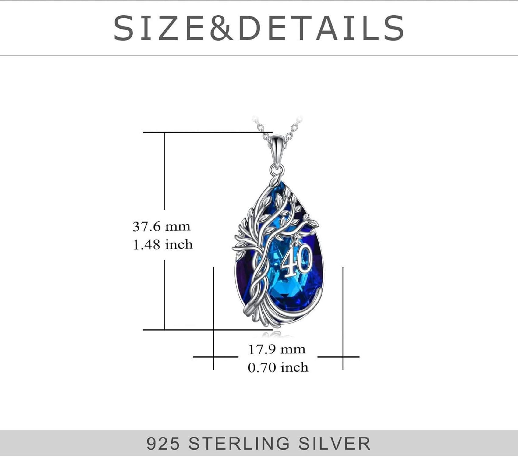 925 Sterling Silber Teardrop Baum des Lebens Halskette 40/50/60 Birthday