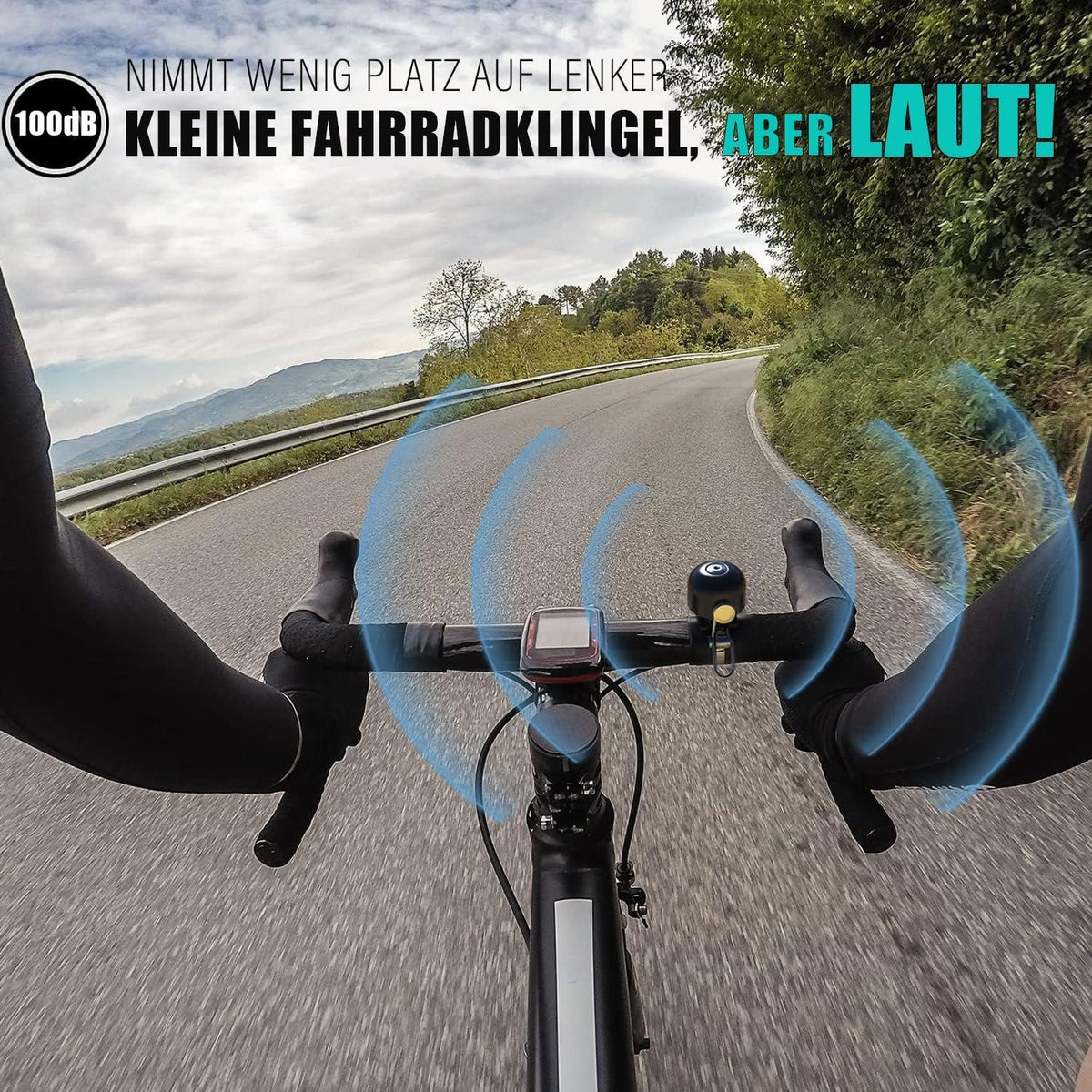 Mini Fahrradglocke Schwarz 100dB für Mountainbike & Rennrad