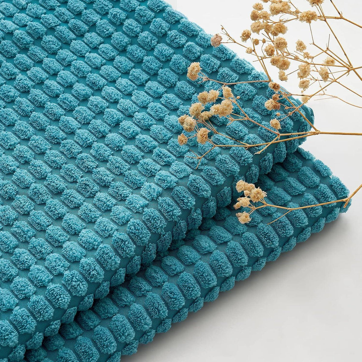 2er Set Kissenbezug Kordsamt Dekokissen 40x40 cm Blau Grün