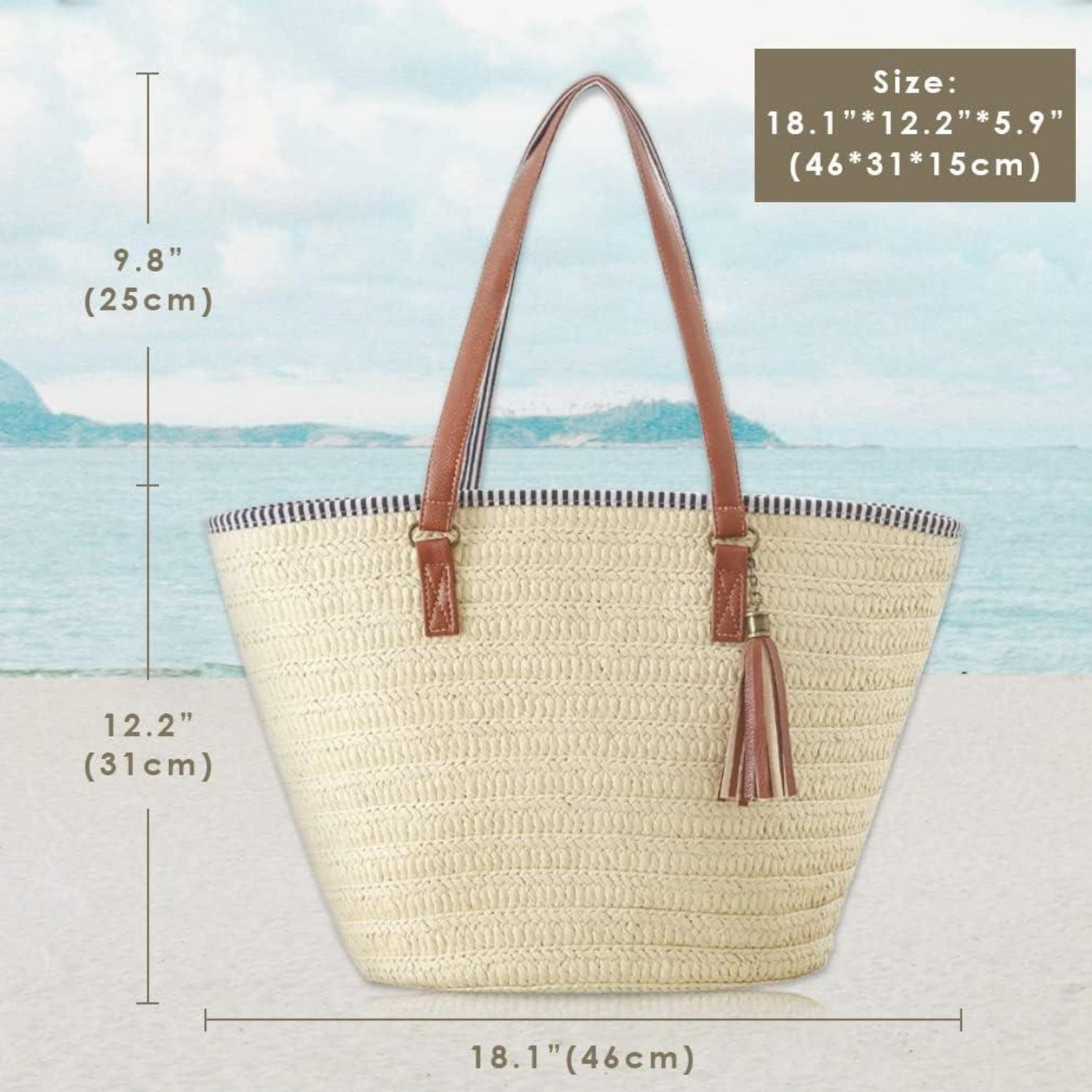 Stroh Handtasche Damen Sommer Strandtasche Boho Style