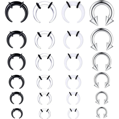 Piercing Tapers Set für Ohr & Nase, Acryl & Edelstahl, 24 Stück