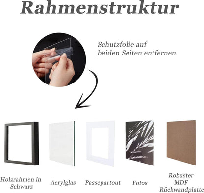 Schwarze Bilderrahmen 20x20cm Holz Fotorahmen 3er Set