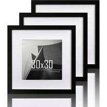 Bilderrahmen Schwarz Holz 30x30cm Fotorahmen Set 3er MDF
