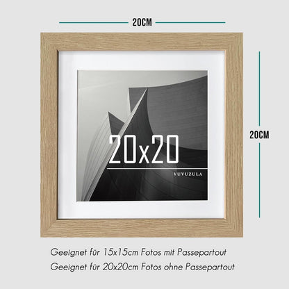 Bilderrahmen 20x20cm Natur Holz Quadratisch Fotorahmen MDF
