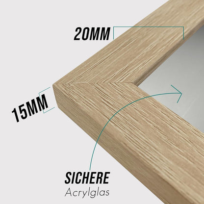 Bilderrahmen 20x20cm Natur Holz Quadratisch Fotorahmen MDF
