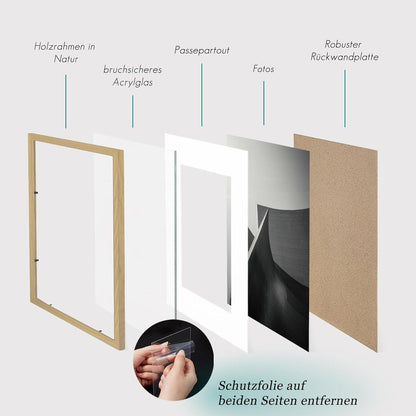 Bilderrahmen 20x20cm Natur Holz Quadratisch Fotorahmen MDF