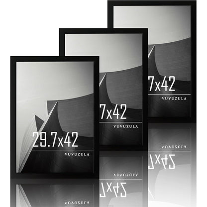Bilderrahmen A3 Schwarz Holz Fotorahmen 30x42cm Set 3er
