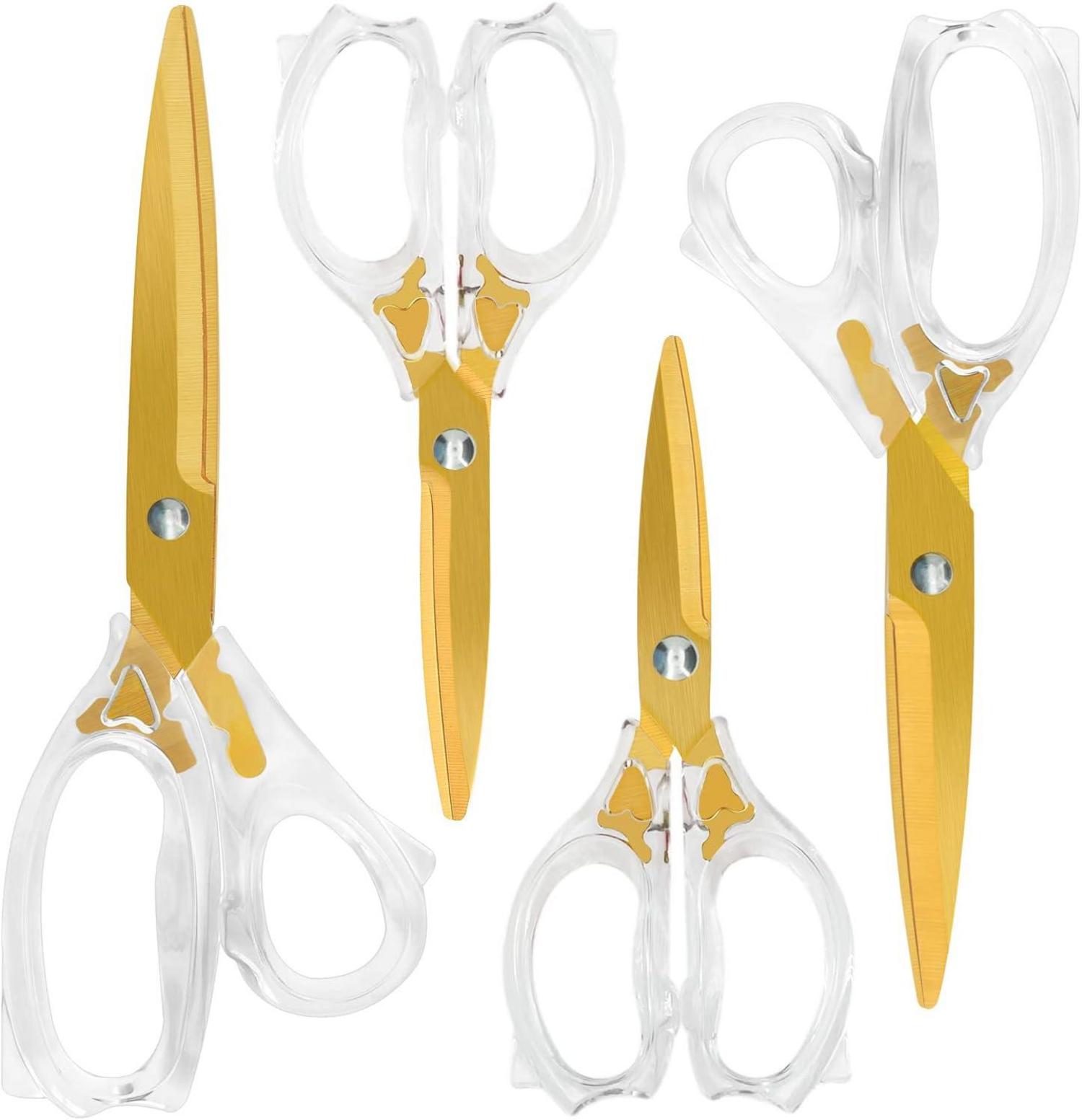 Gold Titanium Haushaltsschere Set, klare Acrylgriffe, scharfe Klingen