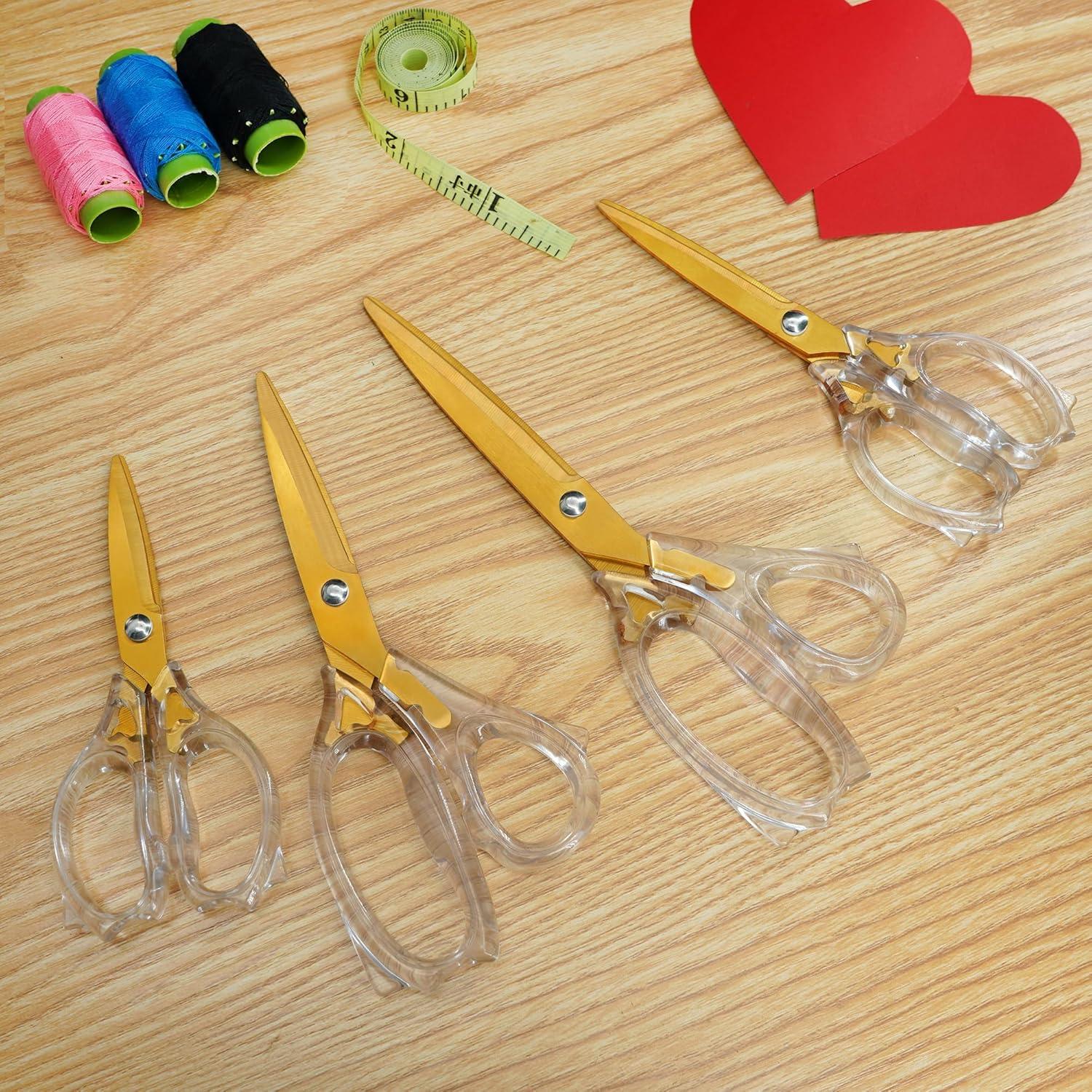 Gold Titanium Haushaltsschere Set, klare Acrylgriffe, scharfe Klingen