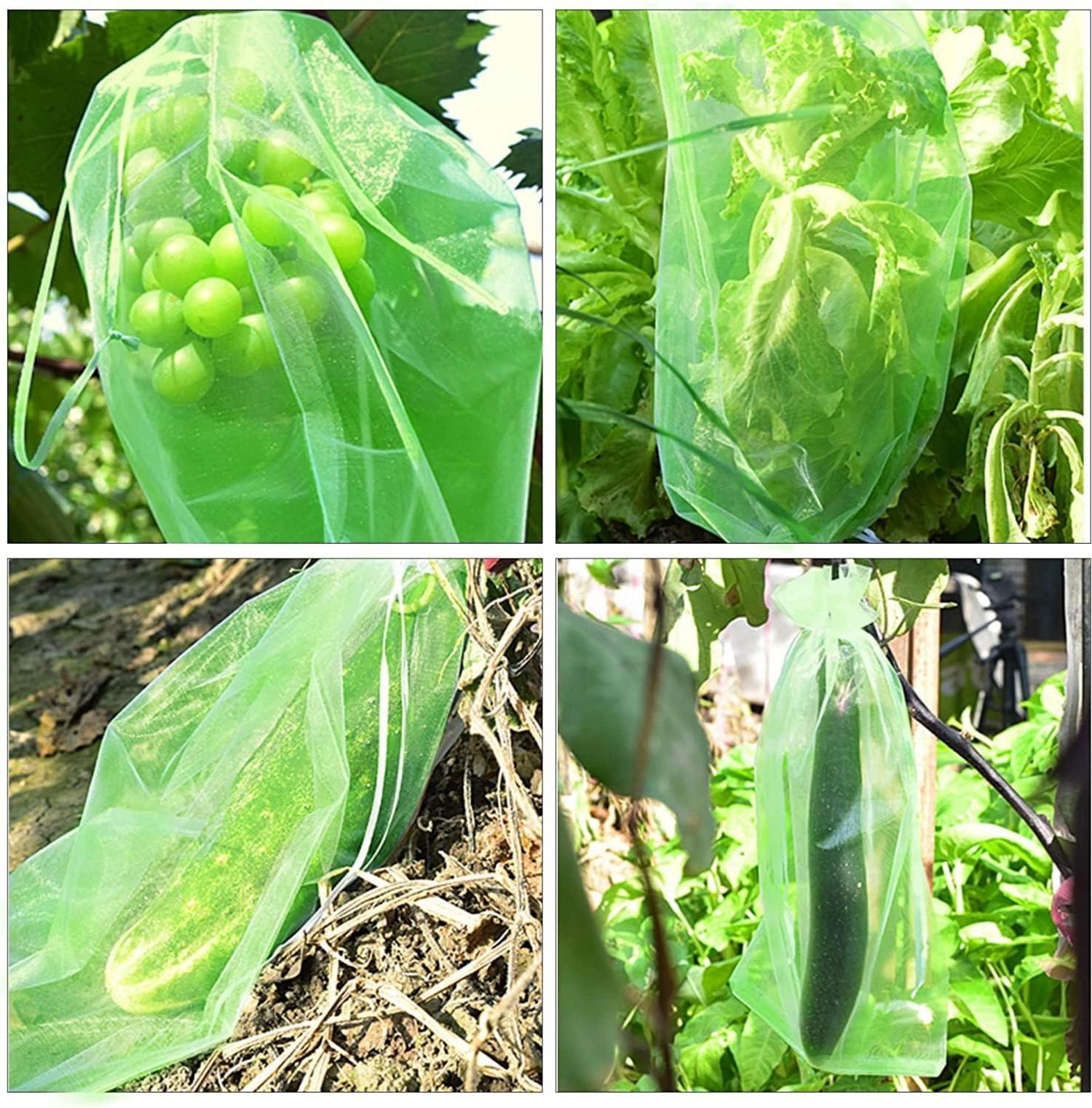 100x Traubenschutzbeutel Grün mit Kordelzug Garten Netz Beutel 30x20cm