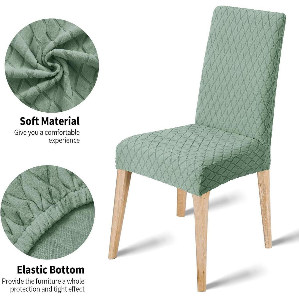 Stuhlhussen Set 4er Matcha Grün – Abnehmbar & Waschbar