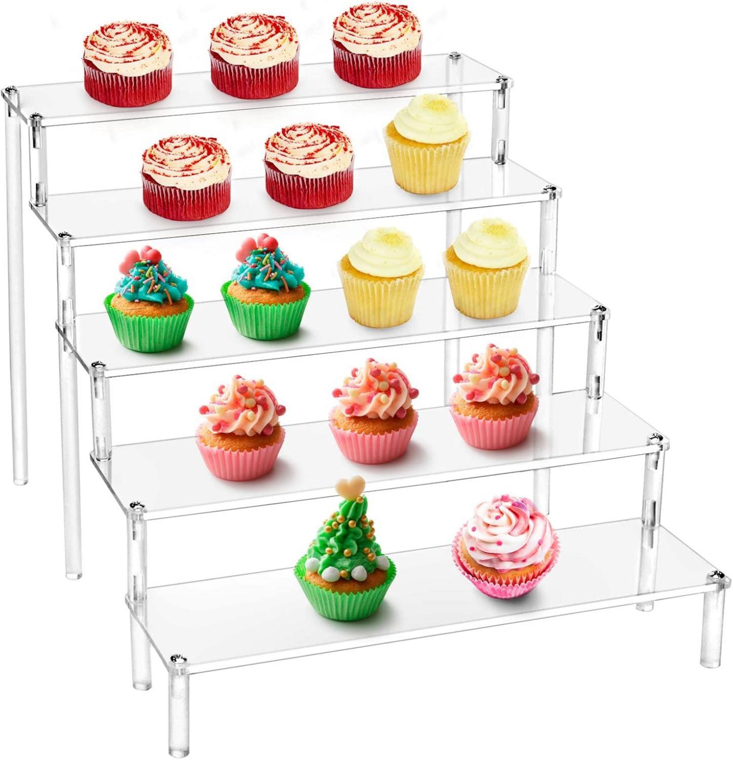 QWORK Acryl Display Ständer 5-Stufig Transparent 30x32x25cm