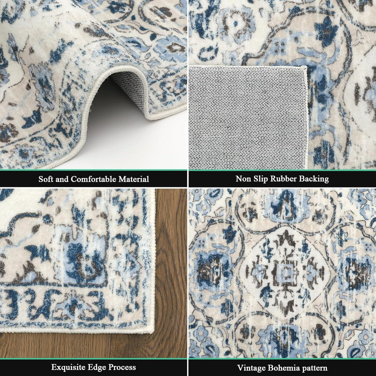 Enyhom Langer Flur Teppich Läufer 60 x 240 cm waschbar rutschfest für Innen Außen