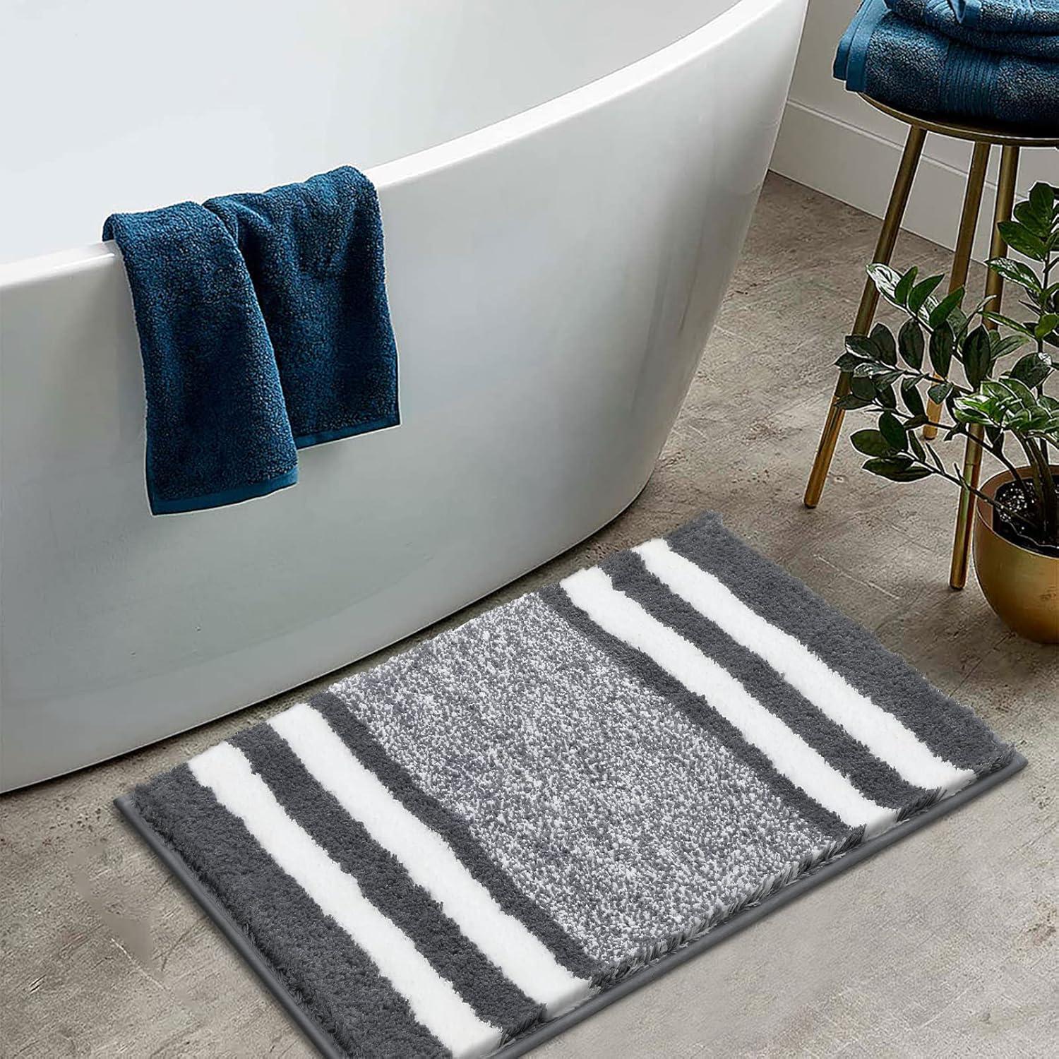 Badematte Weich Saugfähig-ter Badevorleger Mikrofaser dunkelgrau 45x65