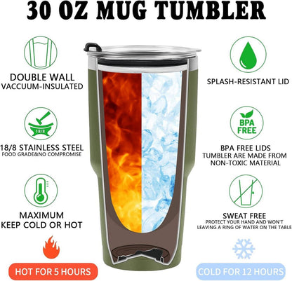 Livole 30oz Trinkbecher Edelstahl Isolierter Kaffeebecher Strohhalm Armee Grün