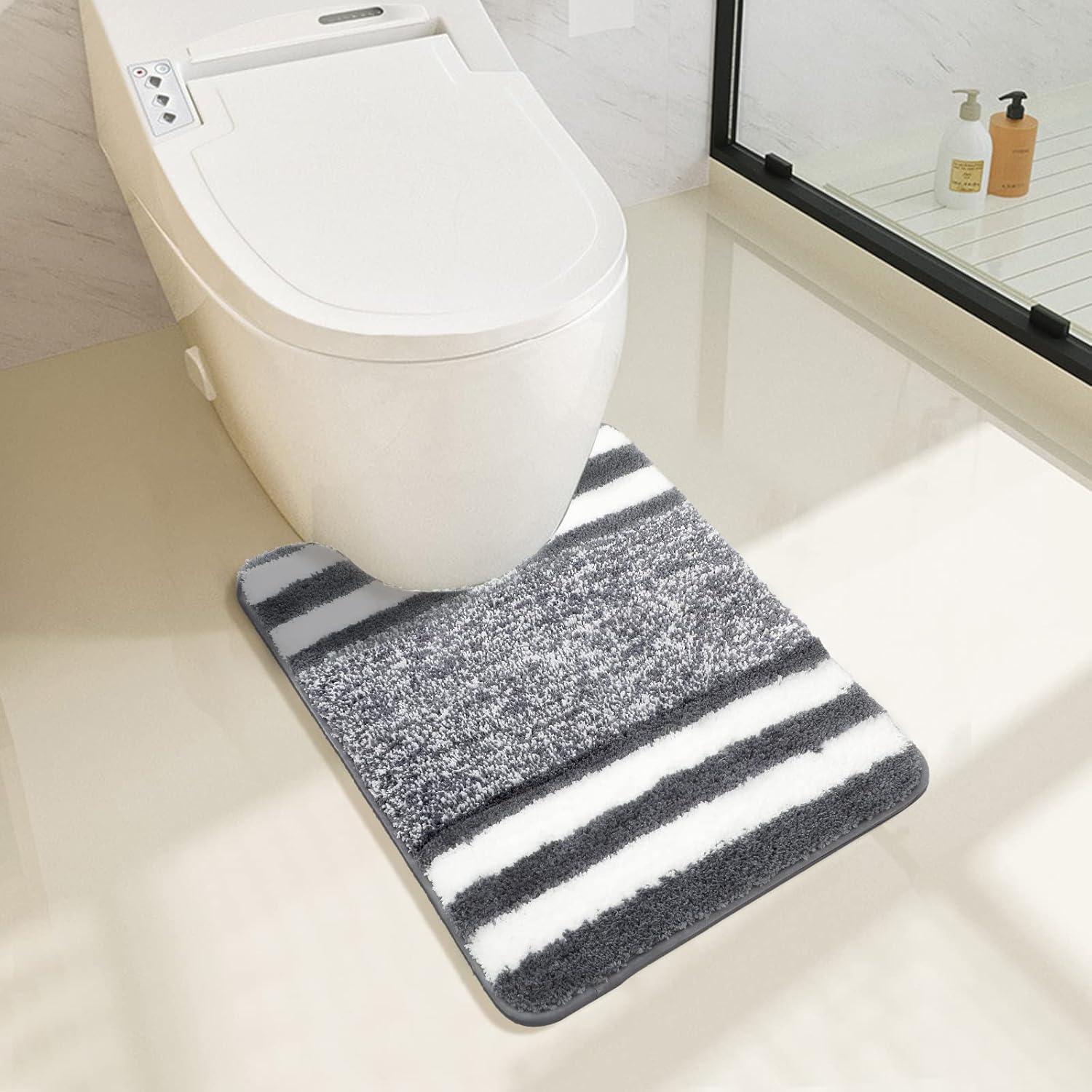 Pauwer U-Form 50x60cm Dunkelgrau Badematte Saugfähig Rutschfest