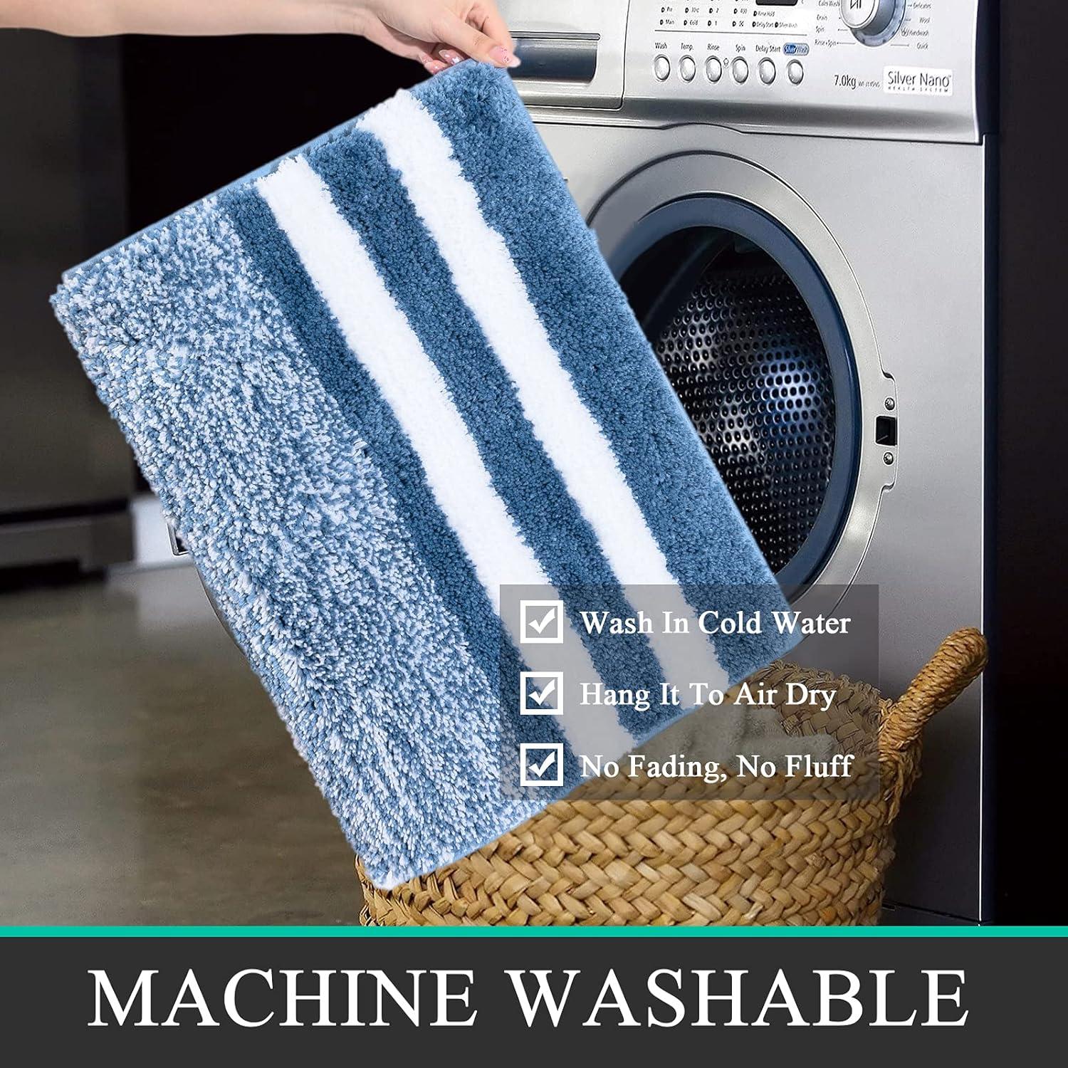 Badematte Blau 45x65cm Waschbar Rutschfest Saugfähig Microfaser