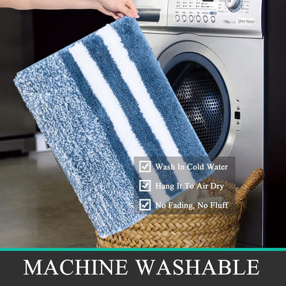 Badematte Blau 45x65cm Waschbar Rutschfest Saugfähig Microfaser