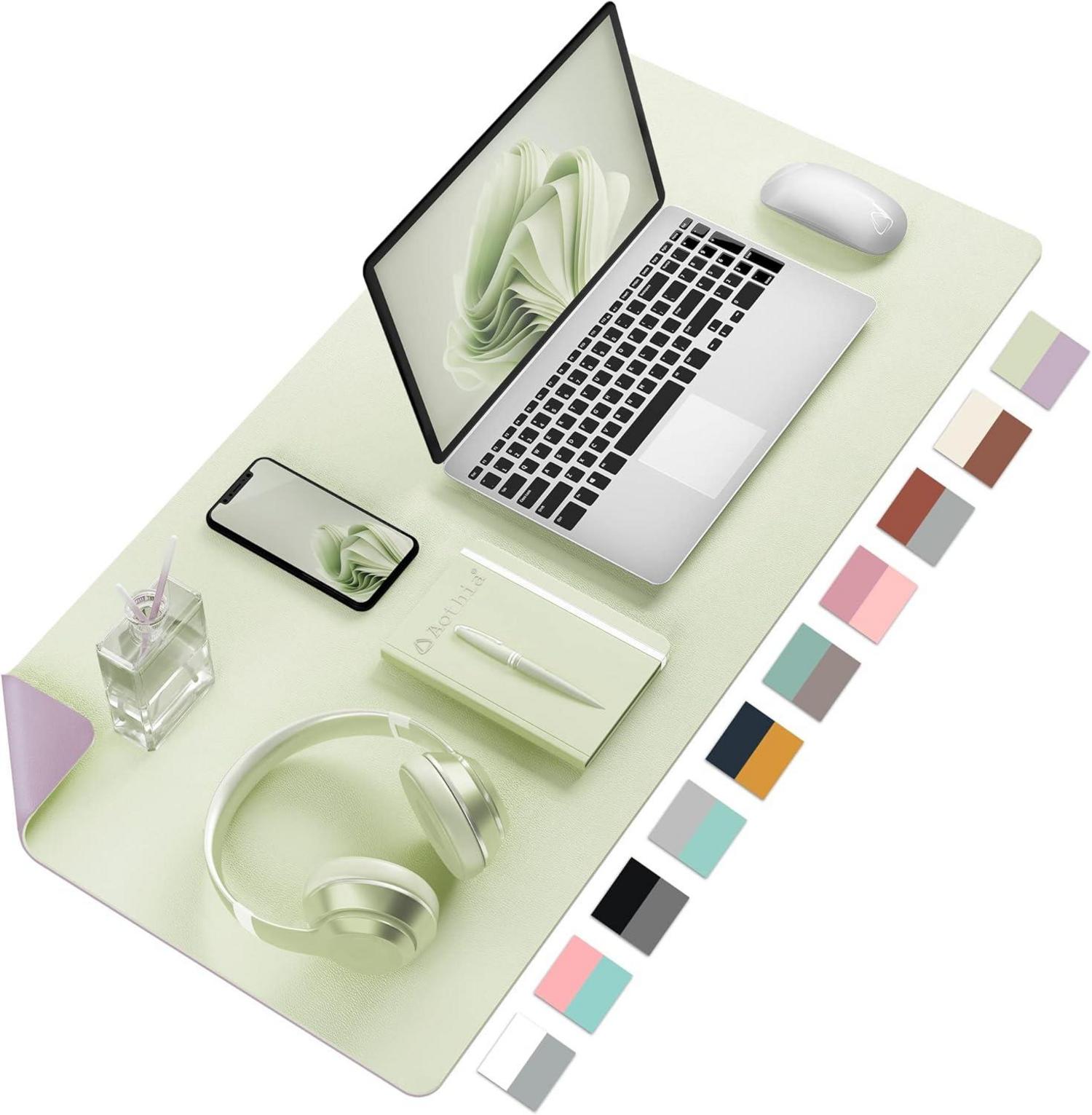 Aothia PU-Leder Schreibtischunterlage Matcha 60x35cm