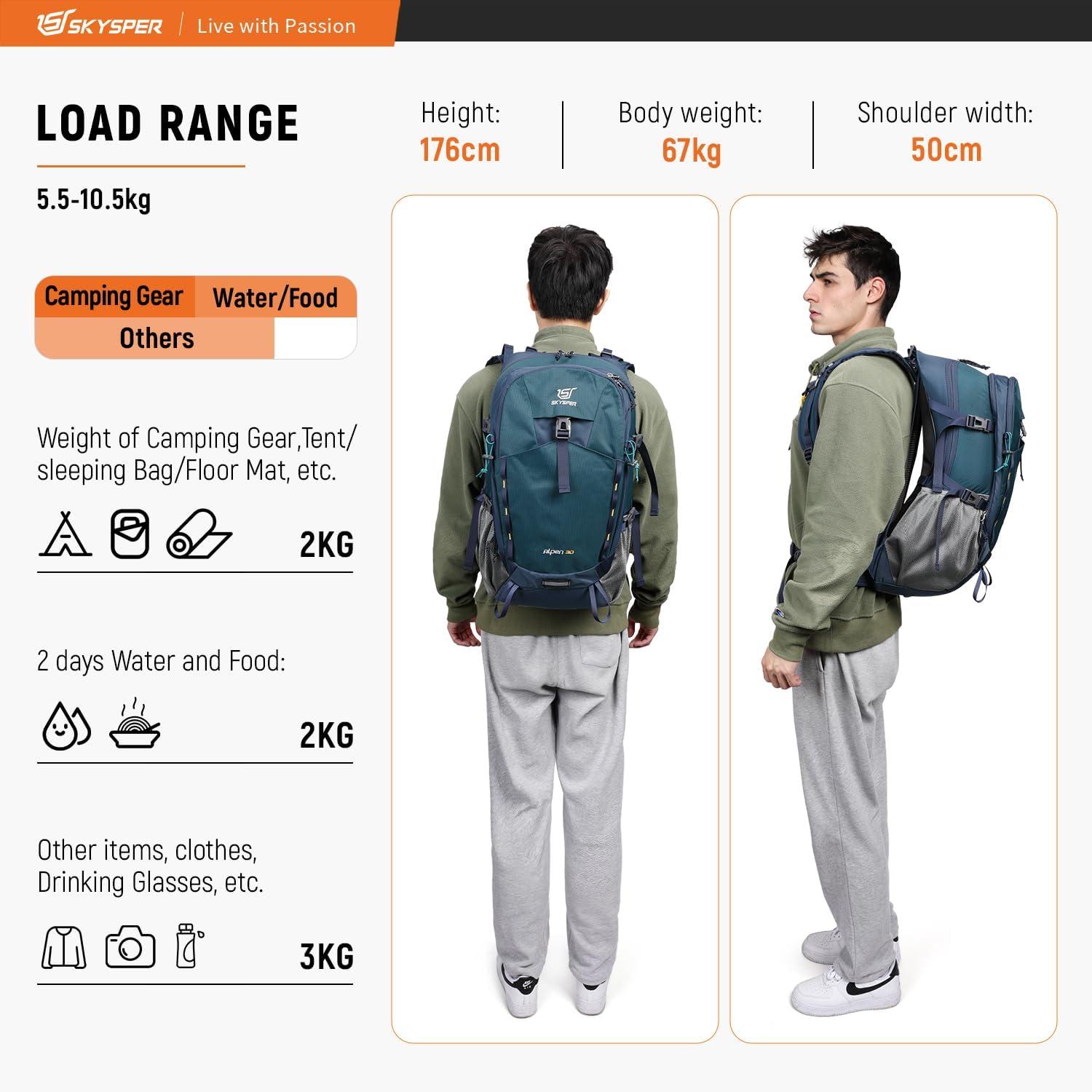 Wanderrucksack 30L Trekkingrucksack Wasserfest Rückenbelüftung Outdoor
