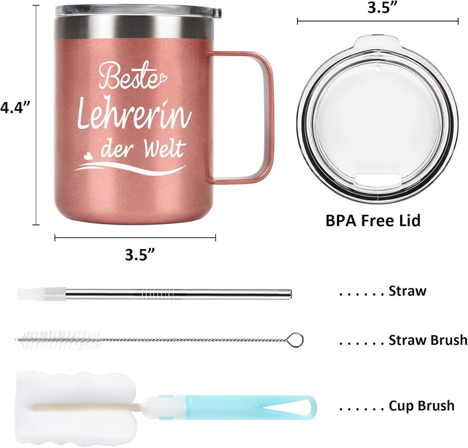 Lehrerin Geschenk Tasse - Beste Lehrerin der Welt 12oz Edelstahl Thermobecher