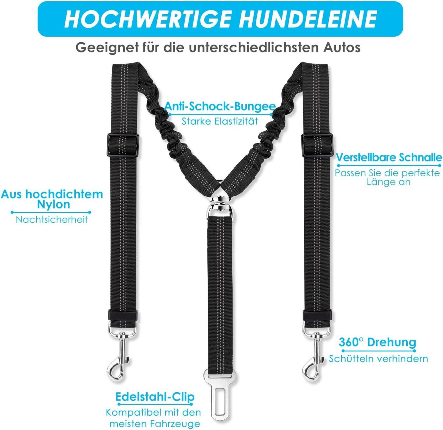 SlowTon Anschnallgurt Hund Auto verstellbarer reflektierender