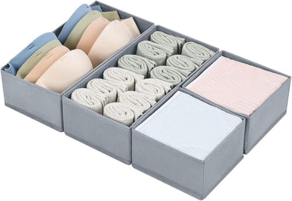 Schubladen Organizer 4er Set Aufbewahrungsbox Stoff Hellgrau