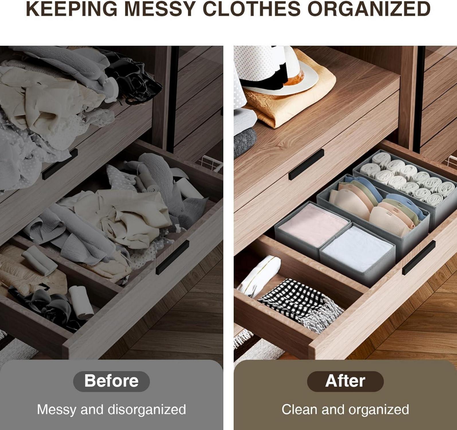 DIMJ 4er Set Schubladen Organizer Aufbewahrungsbox Kleiderschrank Hellgrau