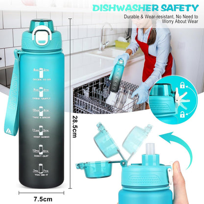 AOHAN Trinkflasche Sport 1l Wasserflasche BPA-Frei Tritan Strohhalm Filter