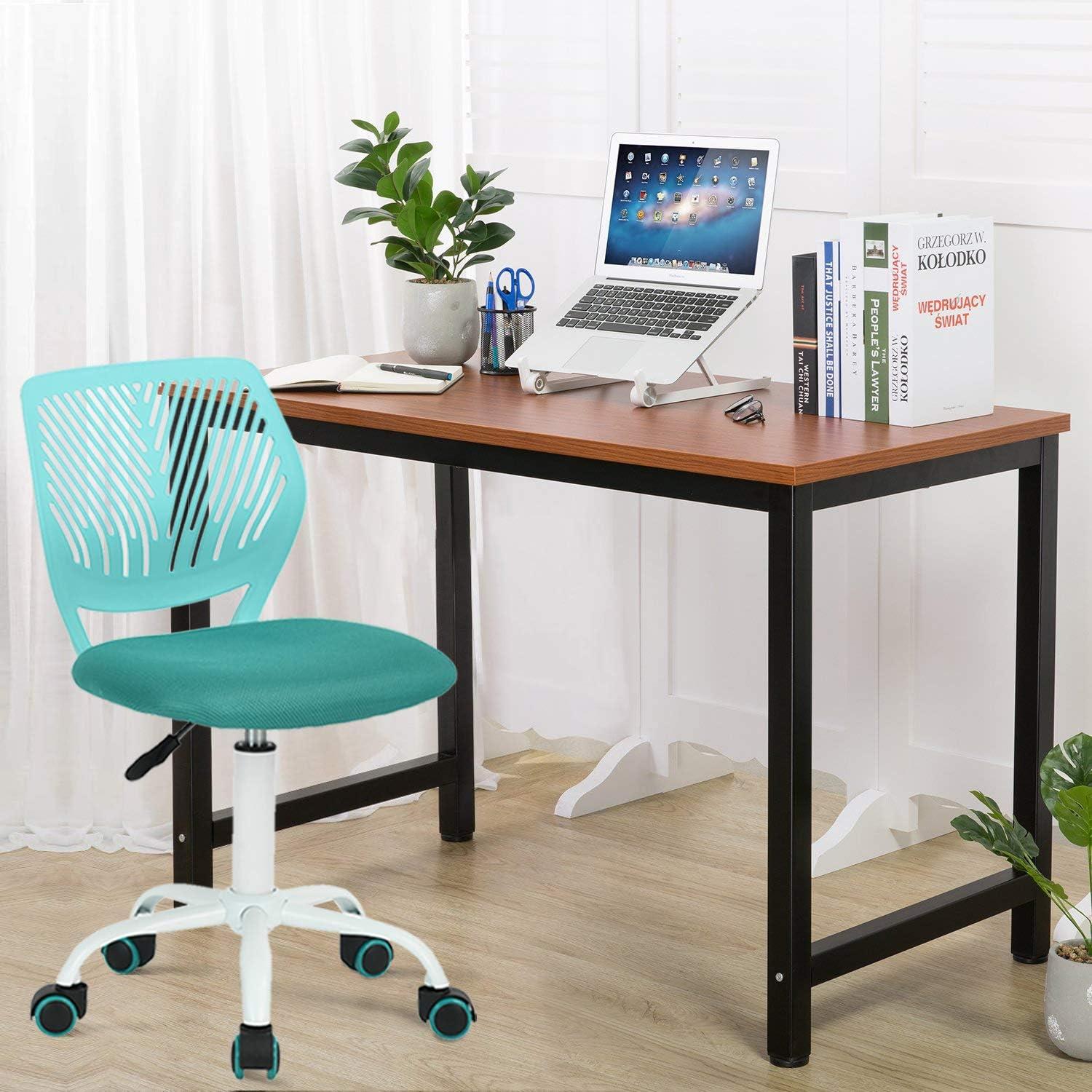 Homy Casa 2er Set Bürostuhl Verstellbar Stoffsitz Ergonomisch Lila Türkis